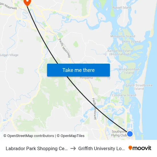 Labrador Park Shopping Centre to Griffith University Logan map