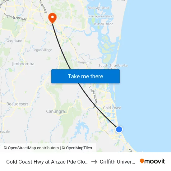 Gold Coast Hwy at Anzac Pde Closed From 21-04-26 to Griffith University Logan map