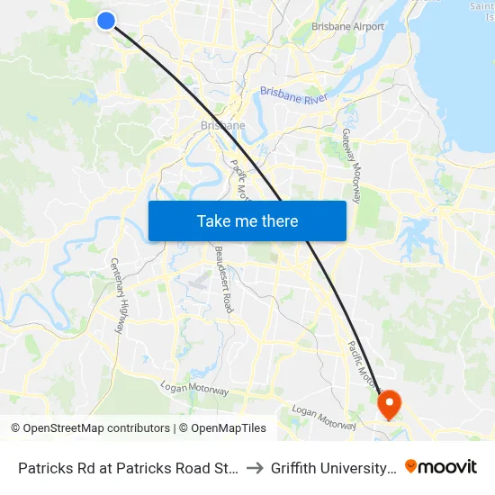 Patricks Rd at Patricks Road State School to Griffith University Logan map