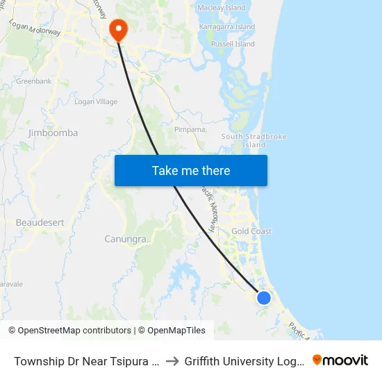 Township Dr Near Tsipura Dr to Griffith University Logan map