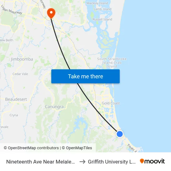 Nineteenth Ave Near Melaleuca Dr to Griffith University Logan map