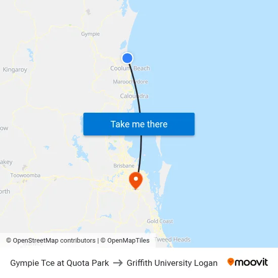 Gympie Tce at Quota Park to Griffith University Logan map