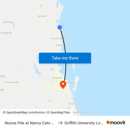 Noosa Pde at Nancy Cato Park to Griffith University Logan map