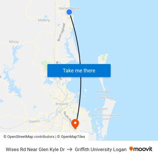 Wises Rd Near Glen Kyle Dr to Griffith University Logan map
