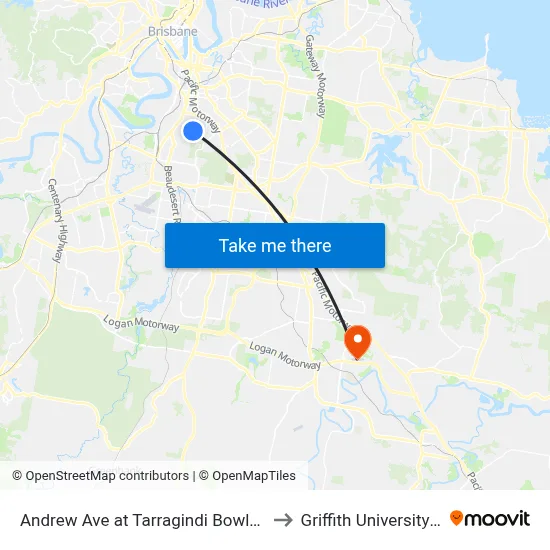 Andrew Ave at Tarragindi Bowls, Stop 38a to Griffith University Logan map