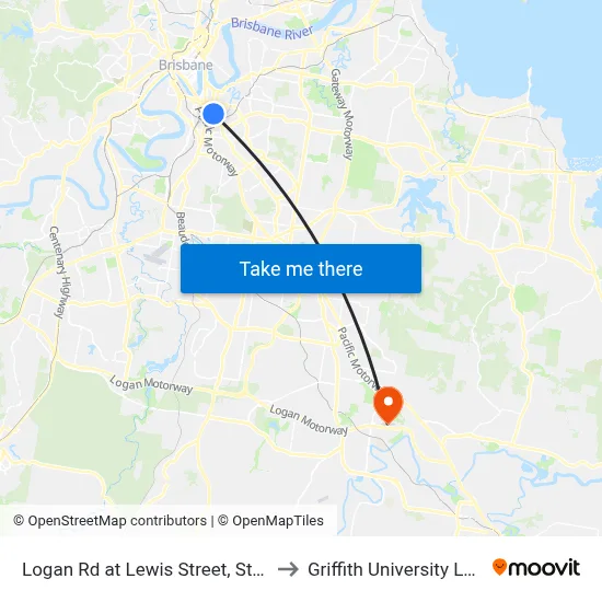 Logan Rd at Lewis Street, Stop 11 to Griffith University Logan map