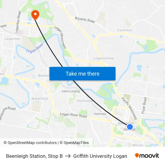 Beenleigh Station, Stop B to Griffith University Logan map