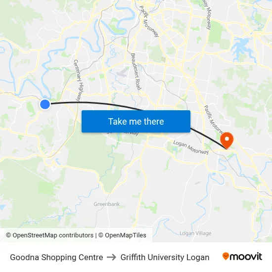 Goodna Shopping Centre to Griffith University Logan map