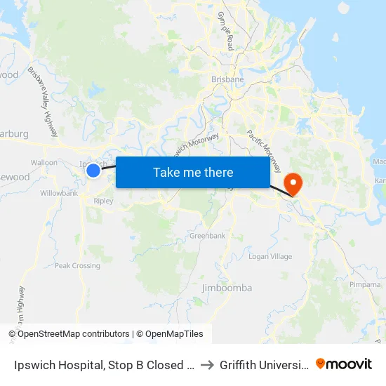Ipswich Hospital, Stop B to Griffith University Logan map