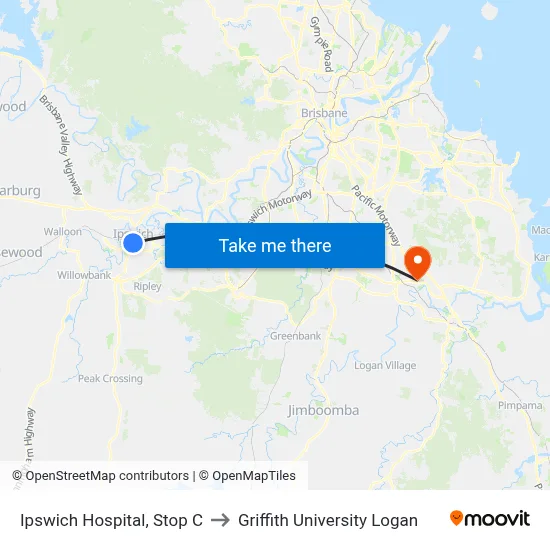 Ipswich Hospital, Stop C to Griffith University Logan map