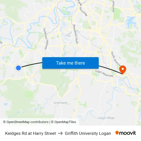 Keidges Rd at Harry Street to Griffith University Logan map