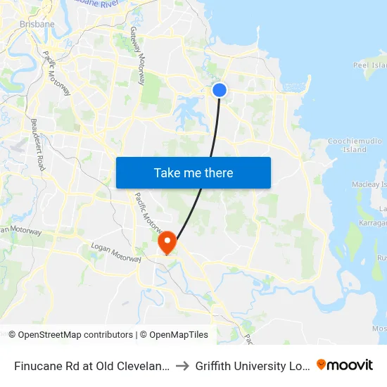 Finucane Rd at Old Cleveland Rd to Griffith University Logan map
