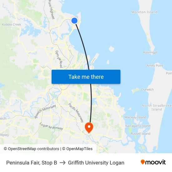 Peninsula Fair, Stop B to Griffith University Logan map