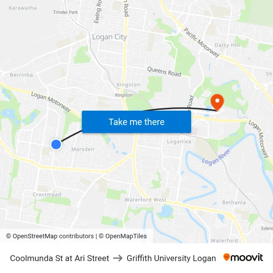 Coolmunda St at Ari Street to Griffith University Logan map