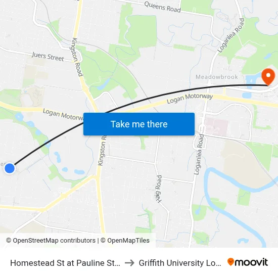 Homestead St at Pauline Street to Griffith University Logan map