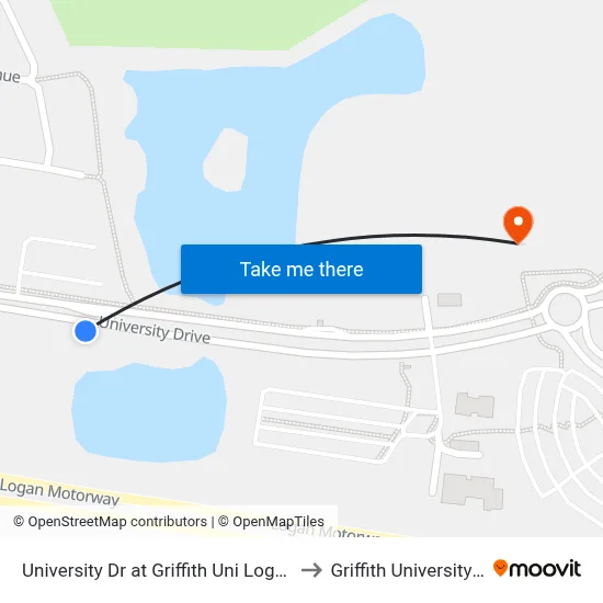 University Dr at Griffith Uni Logan Campus to Griffith University Logan map