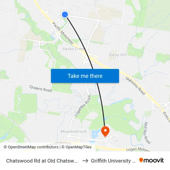Chatswood Rd at Old Chatswood Road to Griffith University Logan map