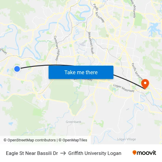 Eagle St Near Bassili Dr to Griffith University Logan map