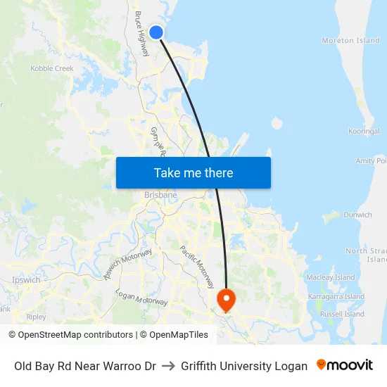 Old Bay Rd Near Warroo Dr to Griffith University Logan map