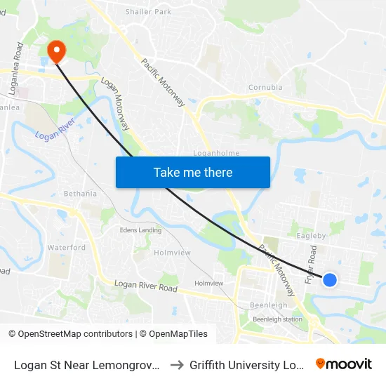 Logan St Near Lemongrove St to Griffith University Logan map