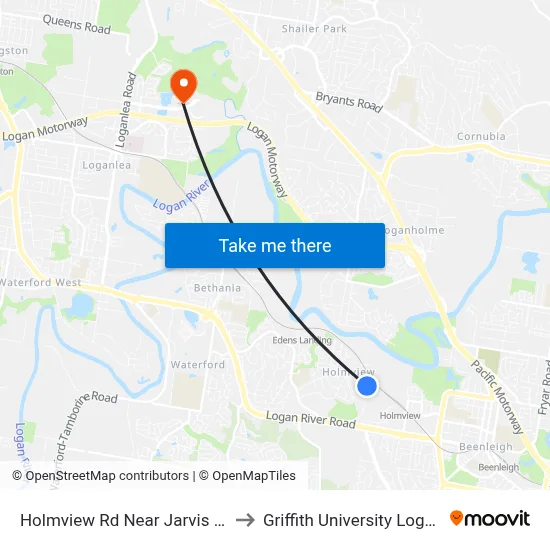 Holmview Rd Near Jarvis St to Griffith University Logan map