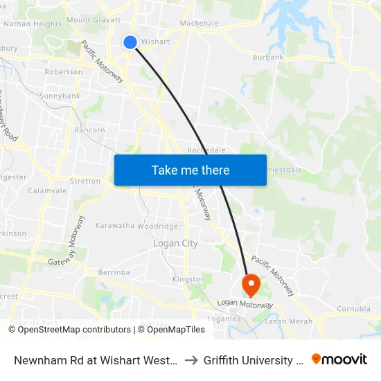 Newnham Rd at Wishart West, Stop 76 to Griffith University Logan map