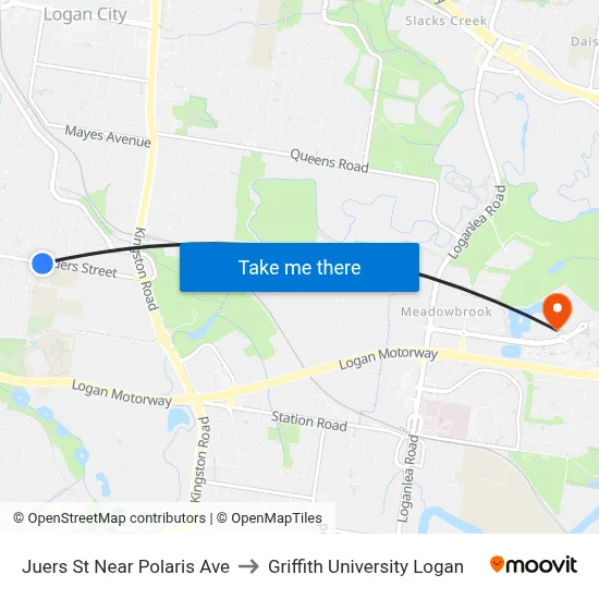 Juers St Near Polaris Ave to Griffith University Logan map