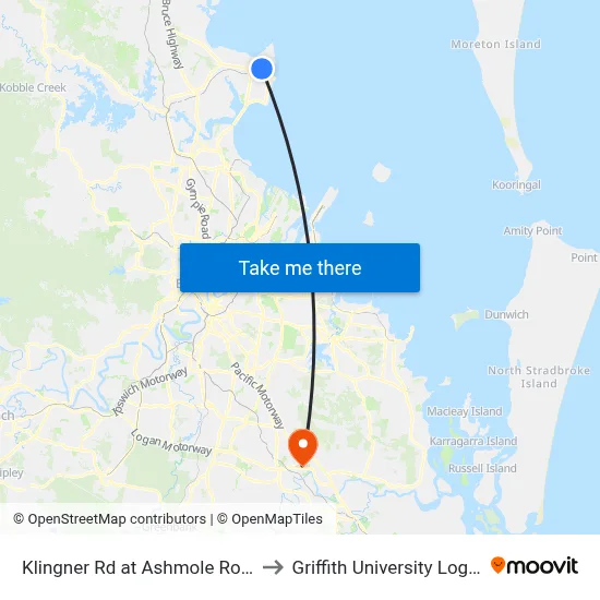 Klingner Rd at Ashmole Road to Griffith University Logan map