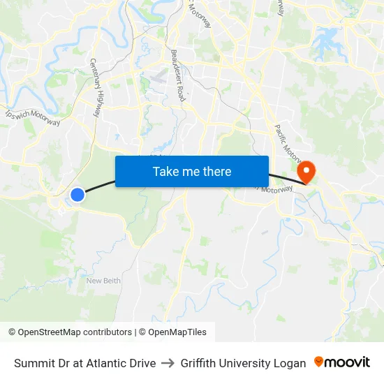 Summit Dr at Atlantic Drive to Griffith University Logan map