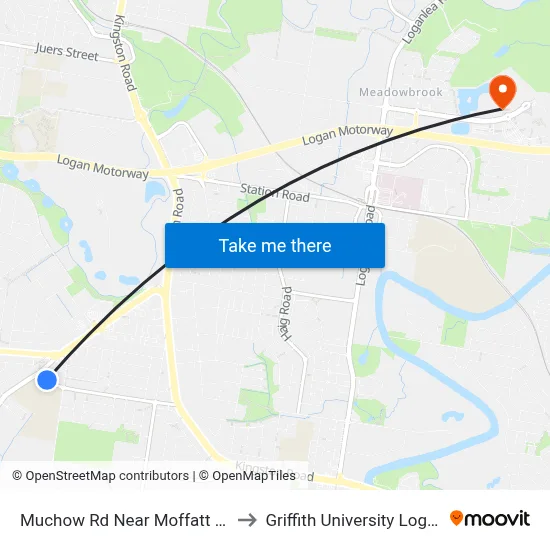 Muchow Rd Near Moffatt Rd to Griffith University Logan map
