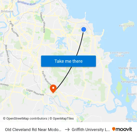 Old Cleveland Rd Near Mcdonald Rd to Griffith University Logan map