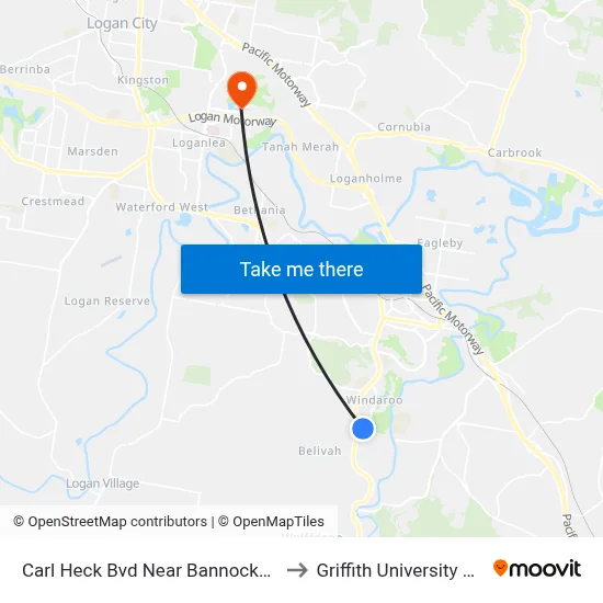 Carl Heck Bvd Near Bannockburn Rd to Griffith University Logan map