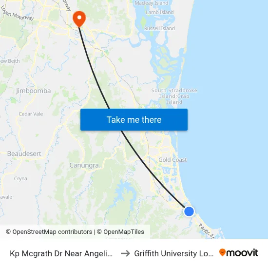 Kp Mcgrath Dr Near Angelica St to Griffith University Logan map