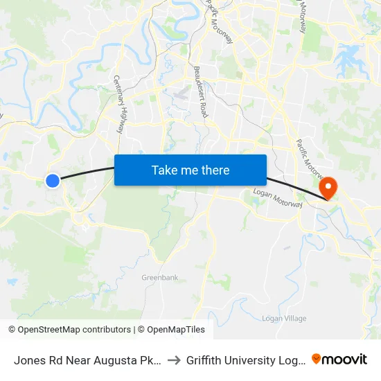 Jones Rd Near Augusta Pkwy to Griffith University Logan map