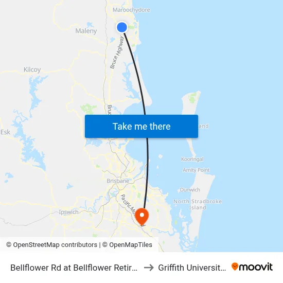Bellflower Rd at Bellflower Retirement Resort to Griffith University Logan map