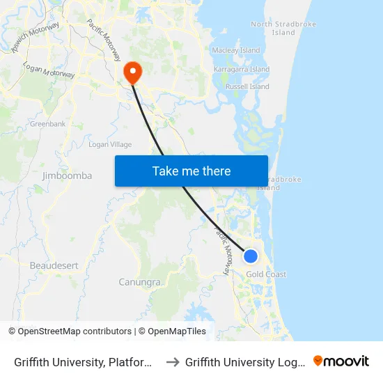 Griffith University, Platform 3 to Griffith University Logan map