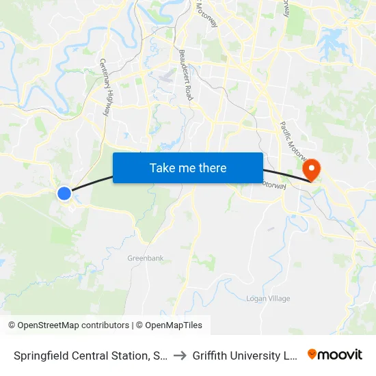 Springfield Central Station, Stop A to Griffith University Logan map