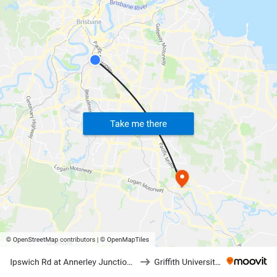 Ipswich Rd at Annerley Junction, Stop 22/21 to Griffith University Logan map