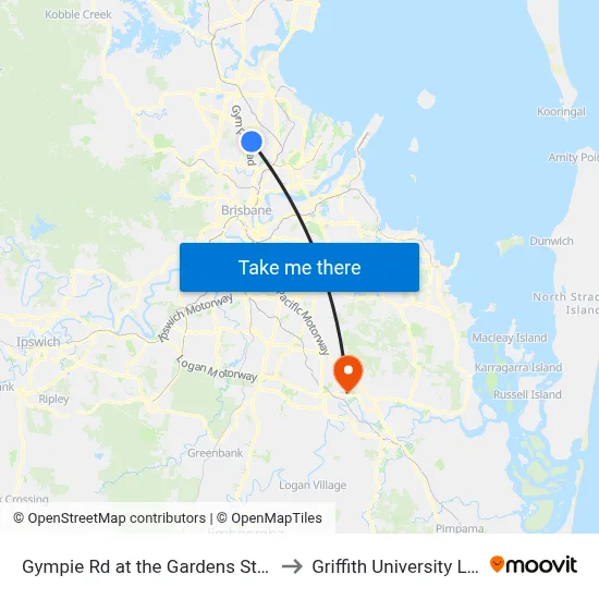 Gympie Rd at the Gardens Stop 38a to Griffith University Logan map