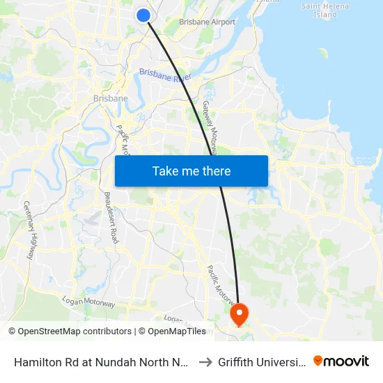 Hamilton Rd at Nundah North Near Bayview Tce to Griffith University Logan map