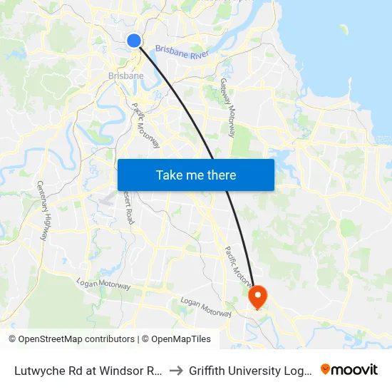 Lutwyche Rd at Windsor Rail to Griffith University Logan map