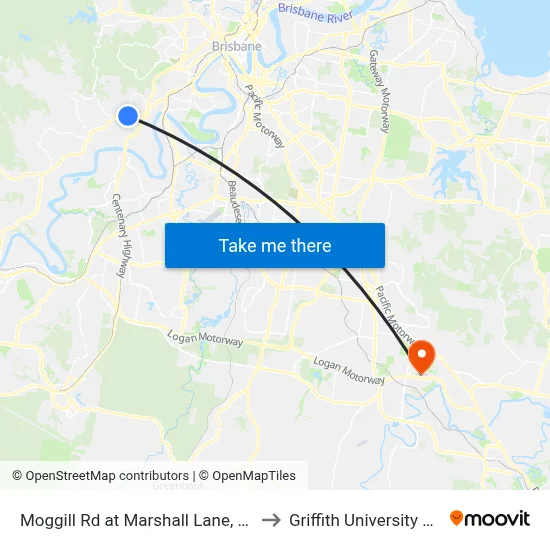 Moggill Rd at Marshall Lane, Stop 32 to Griffith University Logan map