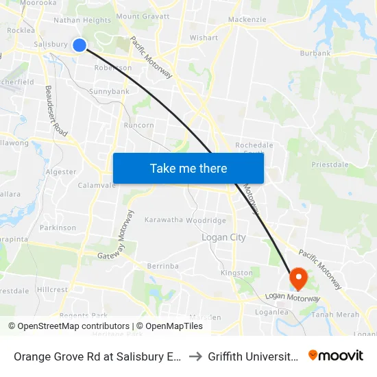 Orange Grove Rd at Salisbury East, Stop 51 to Griffith University Logan map
