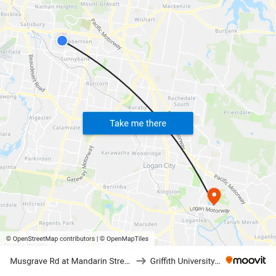 Musgrave Rd at Mandarin Street, Stop 54 to Griffith University Logan map