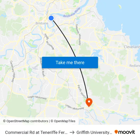 Commercial Rd at Teneriffe Ferry, Stop 16 to Griffith University Logan map