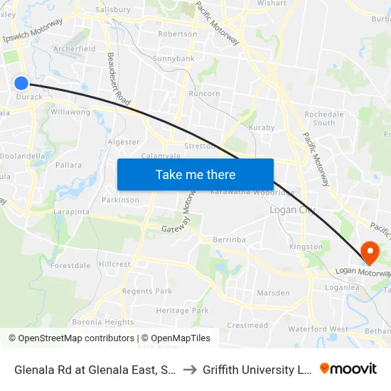 Glenala Rd at Glenala East, Stop 71 to Griffith University Logan map