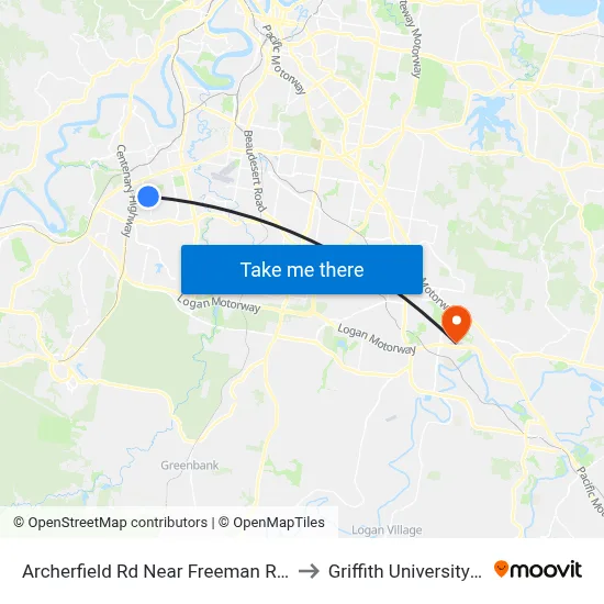 Archerfield Rd Near Freeman Rd, Stop 71 to Griffith University Logan map