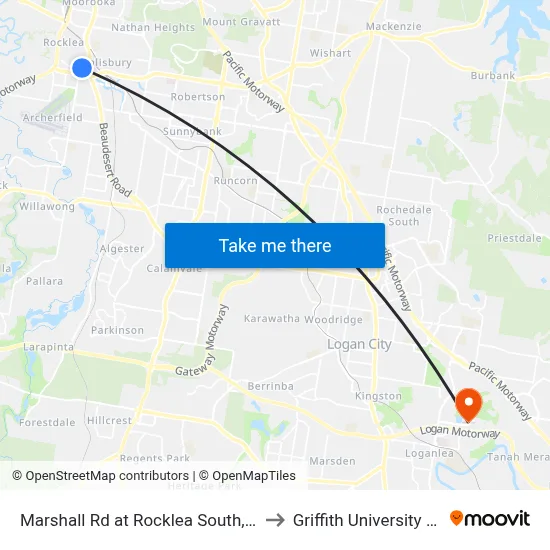 Marshall Rd at Rocklea South, Stop 41 to Griffith University Logan map