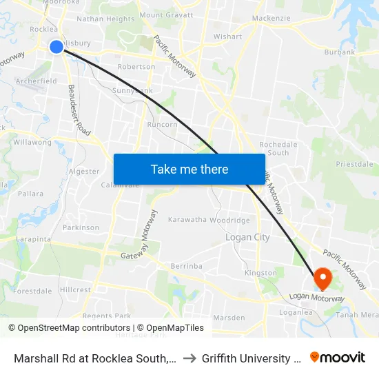 Marshall Rd at Rocklea South, Stop 41 to Griffith University Logan map