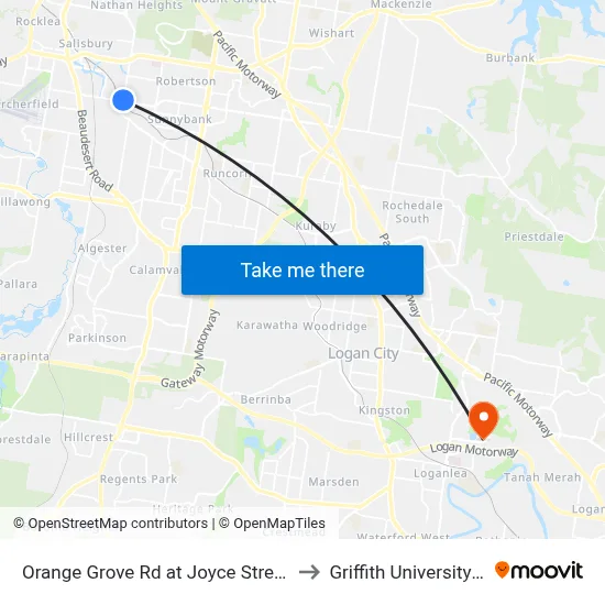 Orange Grove Rd at Joyce Street, Stop 57 to Griffith University Logan map